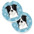 thumbnail image 1 of Snowflake Border Collie Set of 2 Cup Holder Car Coaster, 1 of 1