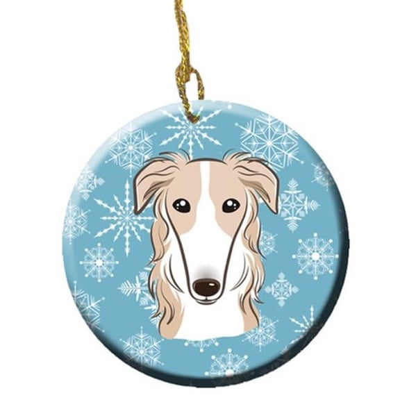 Snowflake Borzoi Ceramic Ornament