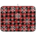thumbnail image 1 of Snowflake Buffalo Plaid Dish Drying Mat for Kitchen Counter Christmas Absorbent Microfiber Drying Pad, Medium 16x18 in, Reversible Drainer Mats, 1 of 5