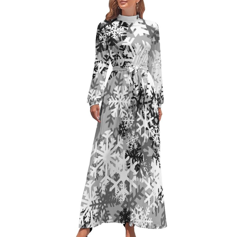 knee length dresses for ladies Delia's Stretchy Camo Mesh Lettuce Trim Maxi Dress main image 0