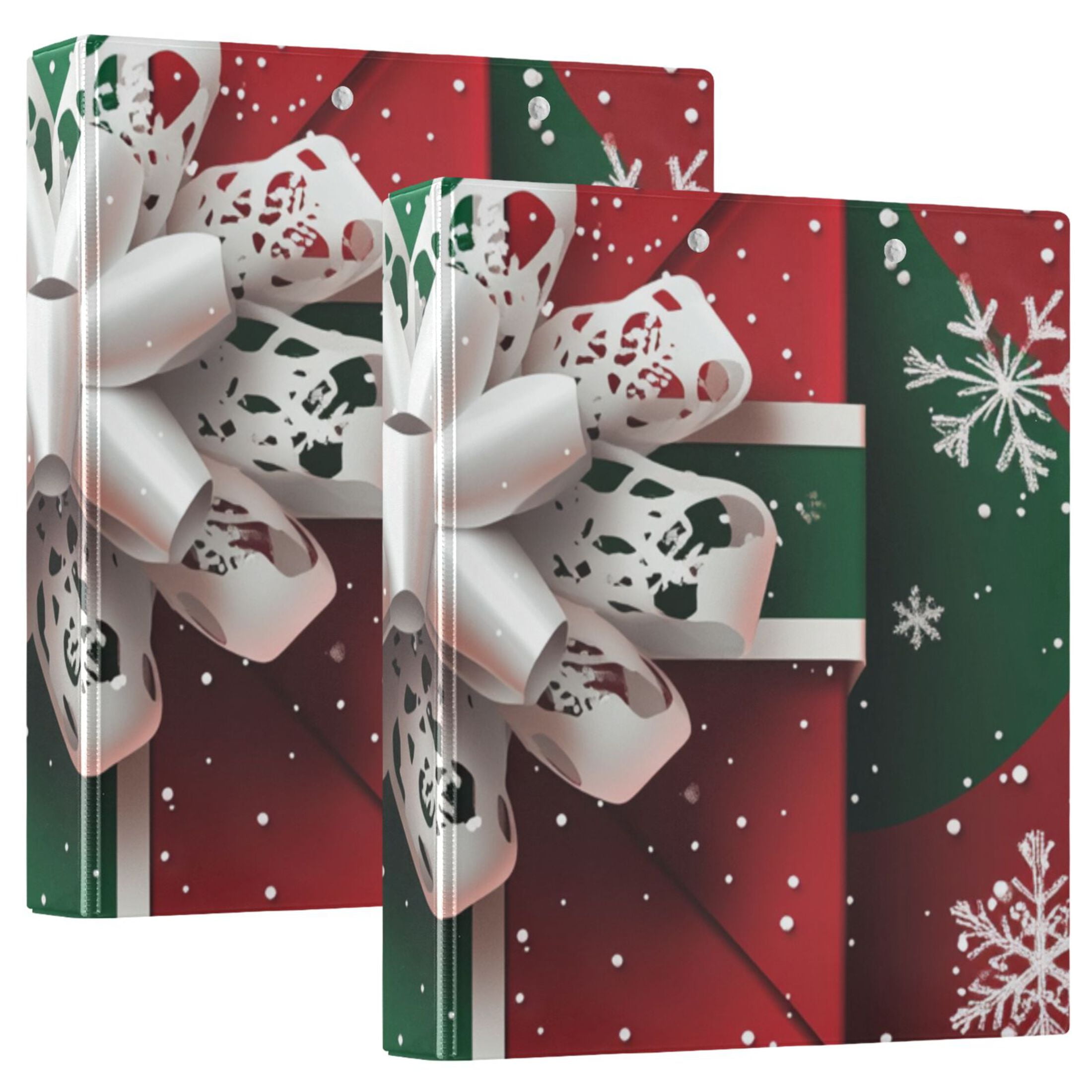 Snowflake Christmas Gift 3 Ring Binders 1.5 inch Hardcover File Folders with Interior Pockets A4 Size Organizer for School Office Hospital