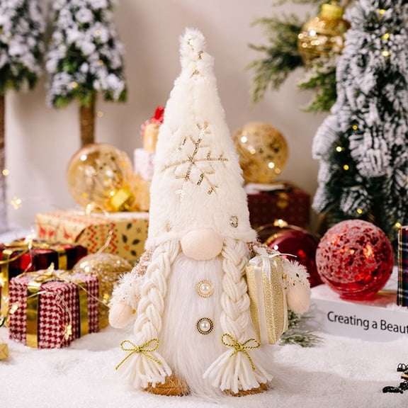 Snowflake Christmas Gnomes with Light Set of 1, Holiday Home Decoration Swedish Plush Tomte Stuffed Table Doll Handmade Gnome Gift Elf Figurine 12 Inches