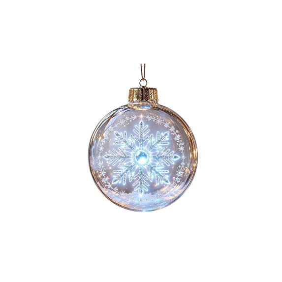 Snowflake Christmas Ornament Ball, Christmas Story Ornament Ball, Clear Crystal Ball Ornament with Glitter Snowflake, Winter Holiday Hanging Decor for Christmas Tree (C) - Ccwuwei