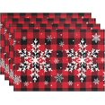 thumbnail image 1 of Snowflake Christmas Placemats Set of 4 Buffalo Plaid Winter Placemats Cotton Blend Christmas Table Mats Washable Christmas Place Mats for Indoor Outdoor Party Kitchen Dining Decor(12x18 INCH), 1 of 6