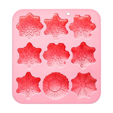 Snowflake Christmas Silicone Mold 9 Cavity 9 Shapes for Holiday Soap Chocolate Cocoa Bomb Ice Candy Oreo Covered Jello Xmas Winter Wax,Oven Safe Baking Frozen Moulds DIY Candle Craft Set