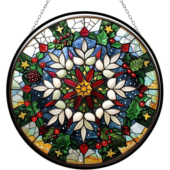 Snowflake Christmas Stained Glass Window Hanging by Clare Donovan Suncatcher, Home Decor Suncatcher Stained Glass Christmas Halloween Mother's Day