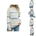 thumbnail image 1 of Snowflake Christmas Sweaters for Women 2025 Long Sleeve Neck Xmas Knitted Pullover Sweater Jumper Tops, 1 of 8