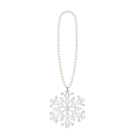 Snowflake Christmas Tree Decorations Pearl Beaded Snowflake Hanging Ornament for Home Indoor Holiday Party Gifting