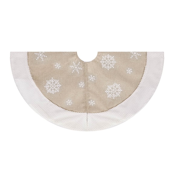 Snowflake Christmas Tree Skirt Decorations Winter Xmas Tree Mat 24/36 inch for Holiday Party Supplies Rustic Ornaments Small Tree Skirt