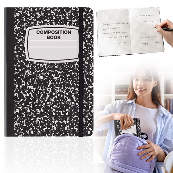 Snowflake Composition Notebook Wide Ruled Notebook 96 Sheets Black Cover Blank Pages Journal School Writing Notebook 5.2 x 8.27in 1 Pack