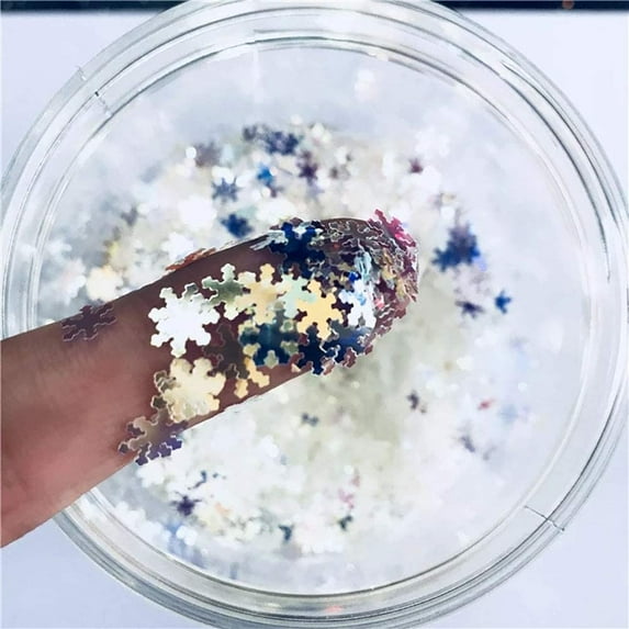 Snowflake Confetti Glitter Laser Sequins for DIY Crafts, Nail Art Decoration, Party Decoration - 6mm, 10g, Holographic Silver