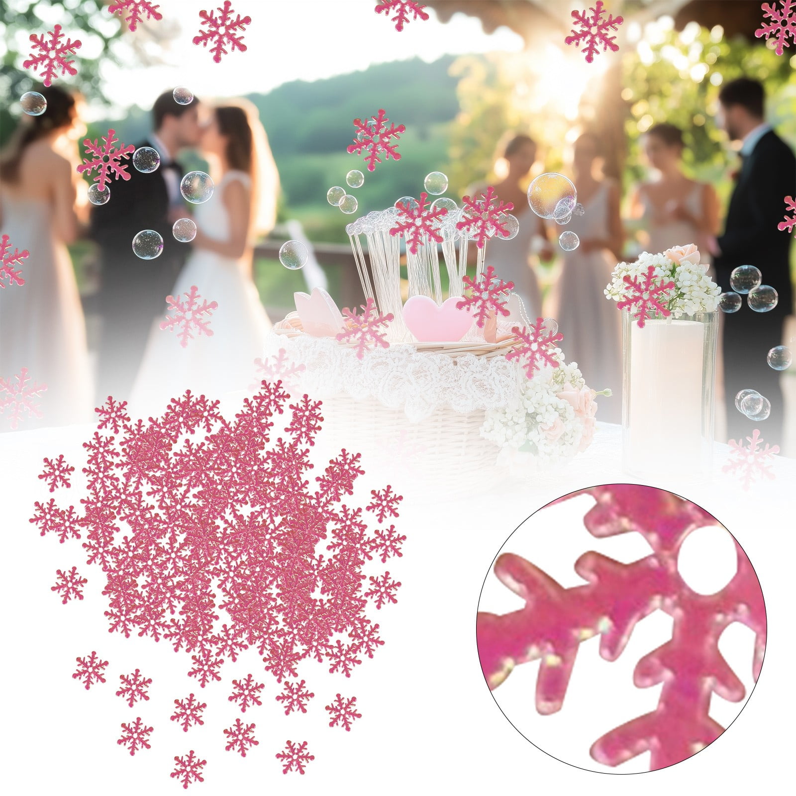 Snowflake Confetti, Pink Glitter Snowflake Confetti, Sparkling ...