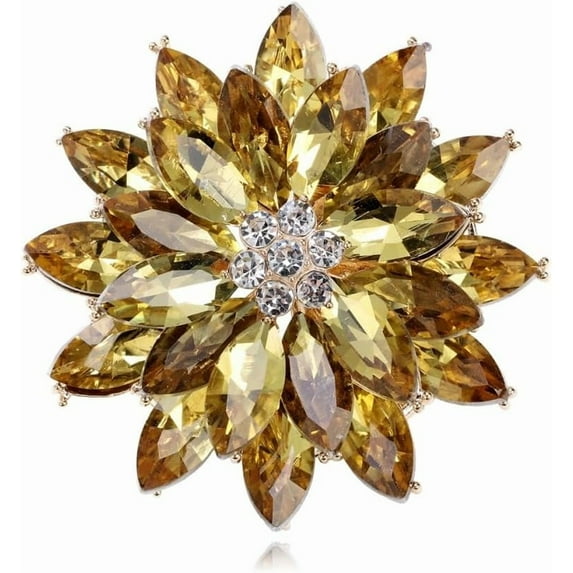 Snowflake Crystal Brooch Pin for Women Multi-Layered Cubic Zirconia Flower Lapel Pin Corsage Badge for Clothing Dress Suit Decoration Fashion Jewelry