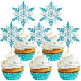 thumbnail image 1 of Snowflake Cupcake Toppers Picks Christmas Silver and Blue for Decorating Winter Cakes 24 Pack, 1 of 5