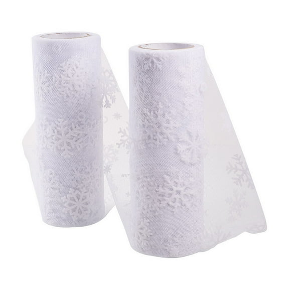 Snowflake Deco Mesh Ribbons Tulle Fabric Tulle Roll Spool Fabric For Skirt Making White 6 inch(15cm) about 10yards/roll(9.144m/roll)