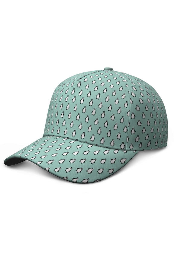 Snowflake Decorated Baseball Cap - Emperor Penguin Print Adjustable Snapback Outdoor Hiking Hat
