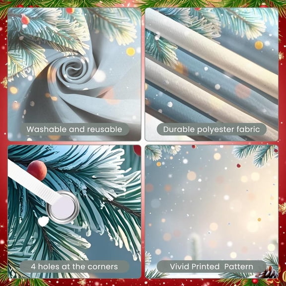 Snowflake Design Christmas Banner Pine Branch Pattern Winter Banner Festive Glittering Lights Holiday Banner for Christmas Party Winter Celebration Family Reunion