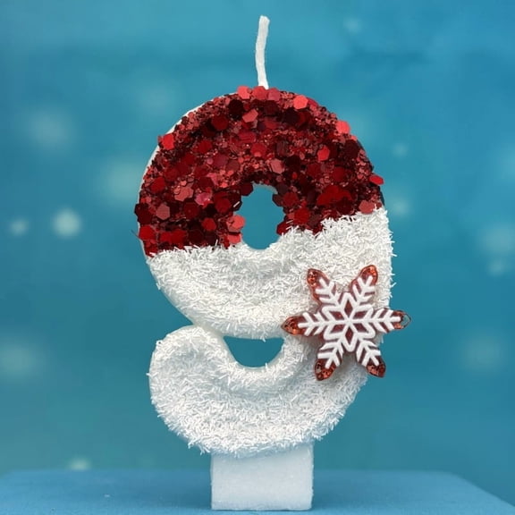 Snowflake Digital Birthday Candles - Red & White Winter Cake Toppers for Ice Snow Themed Party Decorations, Reusable LED Candles for Kids Adults