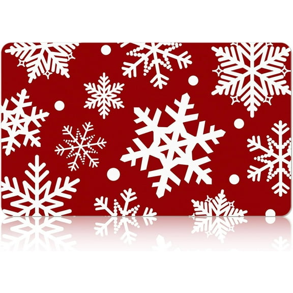 Snowflake Dish Drying Mat for Kitchen Counter 12x19.5 Inch Christmas Coffee Bar Mat Small Absorbent Holiday Dish Drainer Pad for Winter Kitchen Decor