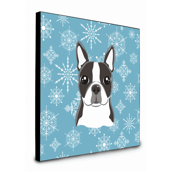 "Caroline's Treasures Snowflake Boston Terrier Artwork Panel wall-decor, Multicolor"