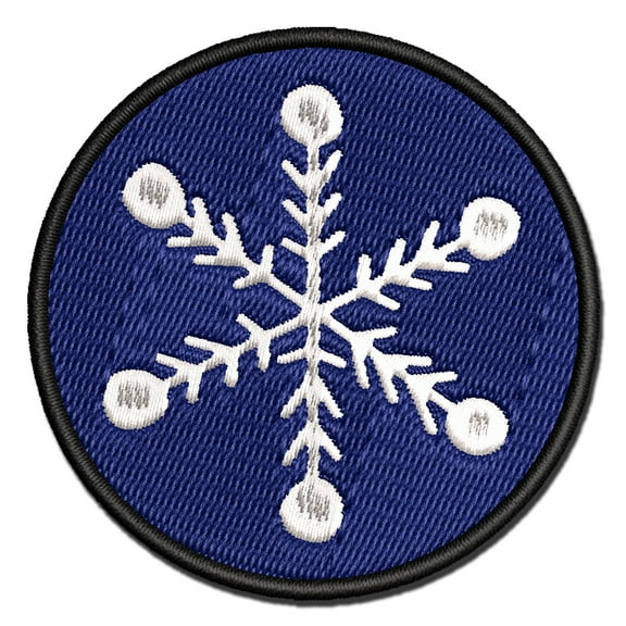 Snowflake Doodle Winter Applique Multi-Color Embroidered Iron-On Patch - 3.5 Inch Large