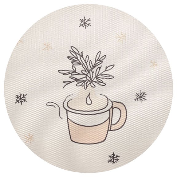 Snowflake Drink 15.4in Diameter PVC Plate Mat, Heat-Resistant and Cuttable, Kitchen Decor