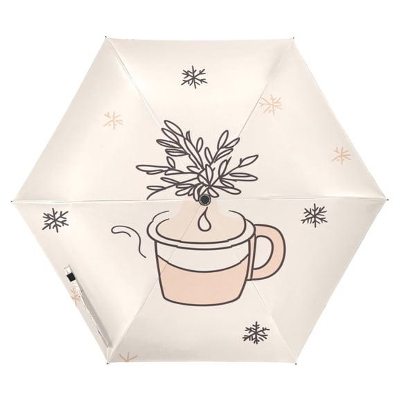 Snowflake Drink Folding Umbrella UV50+ Waterproof Sun Protection Auto Open Close Compact Fiberglass Frame