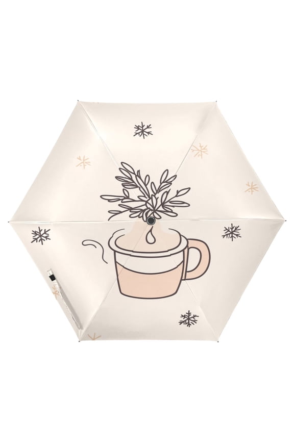 Snowflake Drink Folding Umbrella UV50+ Waterproof Sun Protection Auto Open Close Compact Fiberglass Frame