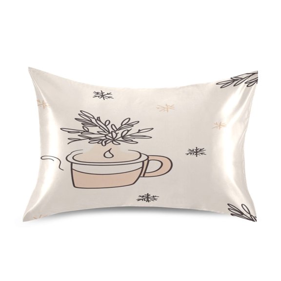 Snowflake Drink Satin Pillowcase 20''x26'' Double-Sided Print Soft Wrinkle Resistant