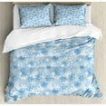 thumbnail image 1 of Snowflake Duvet Cover Set Queen Size, Winter Holiday Illustration Christmas Snowflakes on Abstract Background, Decorative 3 Piece Bedding Set with 2 Pillow Shams, Pale Blue White, by Ambesonne, 1 of 3