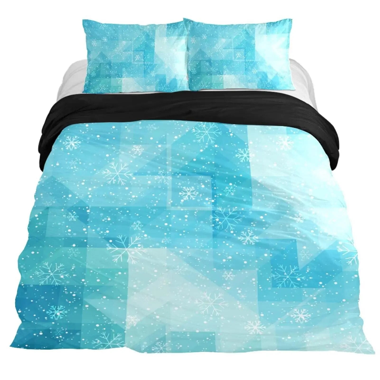 Snowflake Duvet Cover Set Winter Theme Christmas Illustration Cold