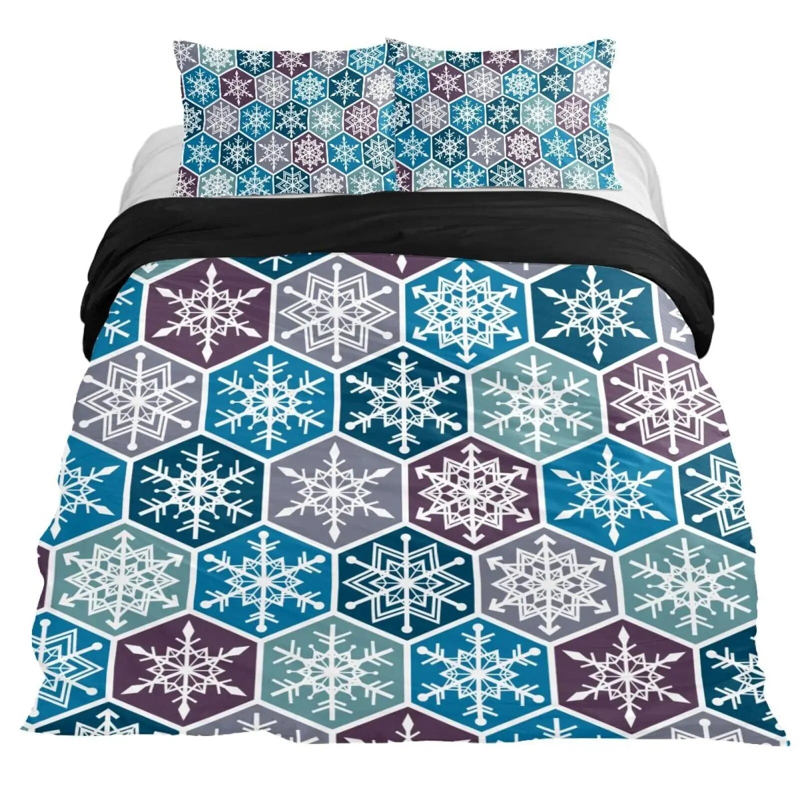 Snowflake Duvet Cover Set Winter Theme Christmas Illustration Cold