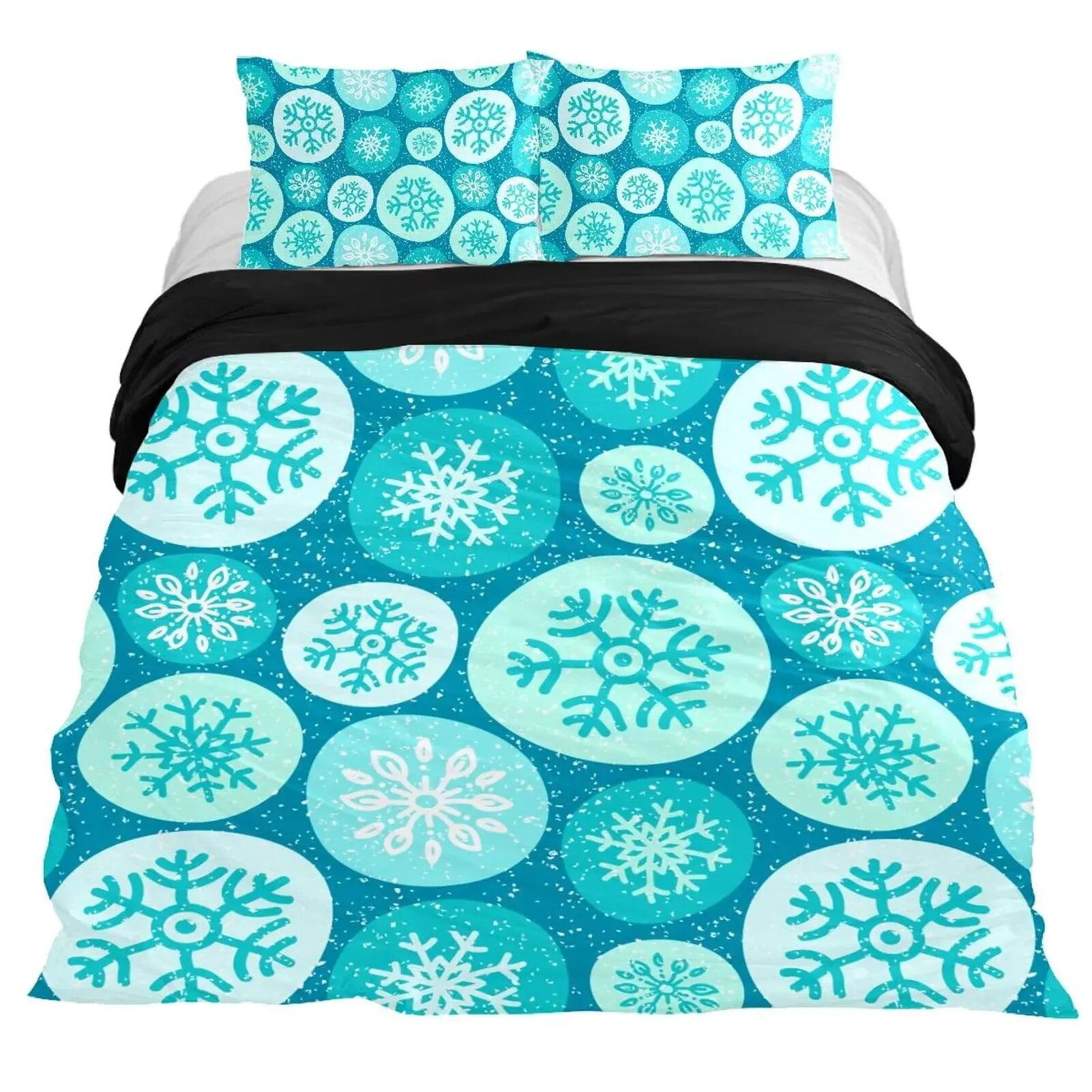 Snowflake Duvet Cover Set Winter Theme Christmas Illustration Cold