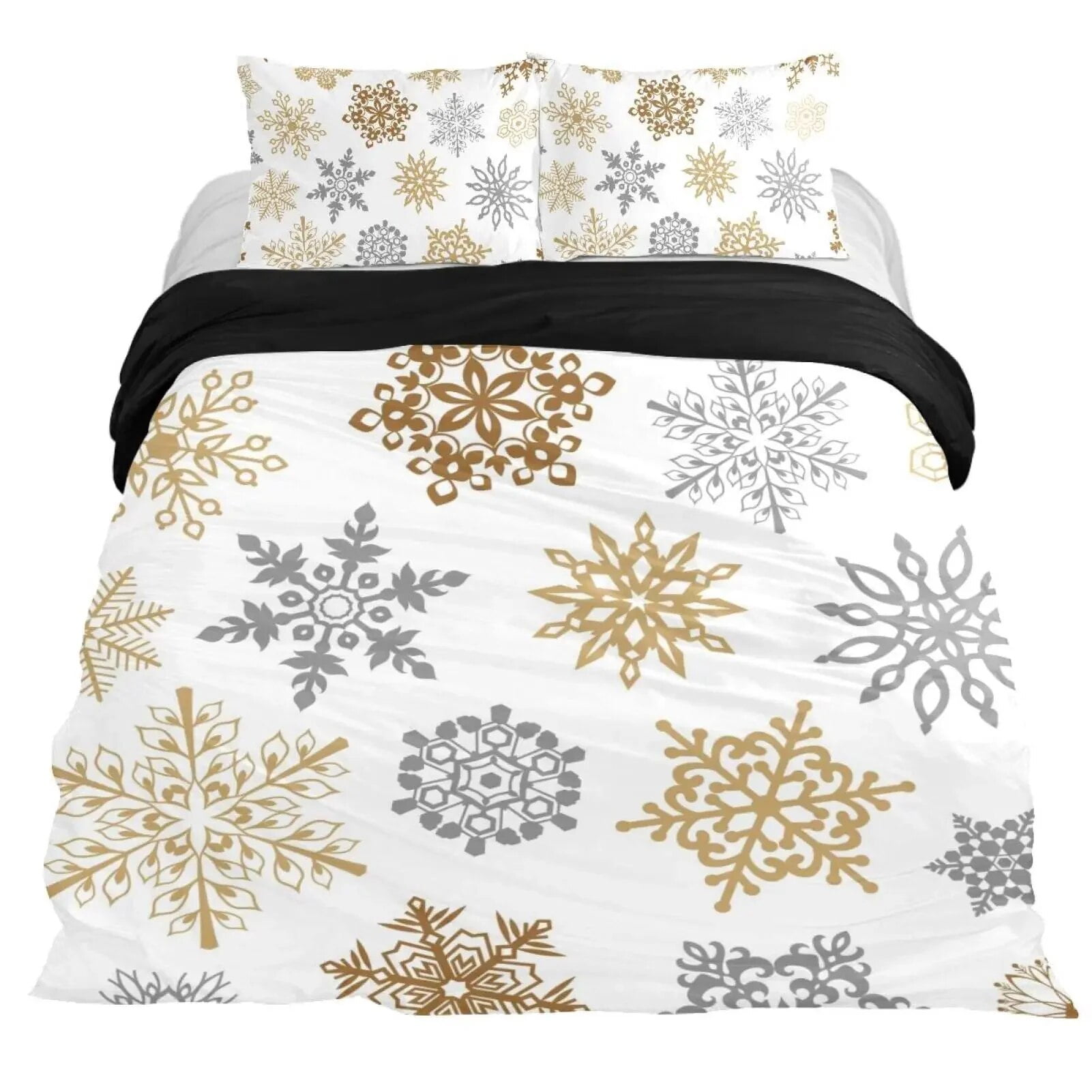 Snowflake Duvet Cover Set Winter Theme Christmas Illustration Cold