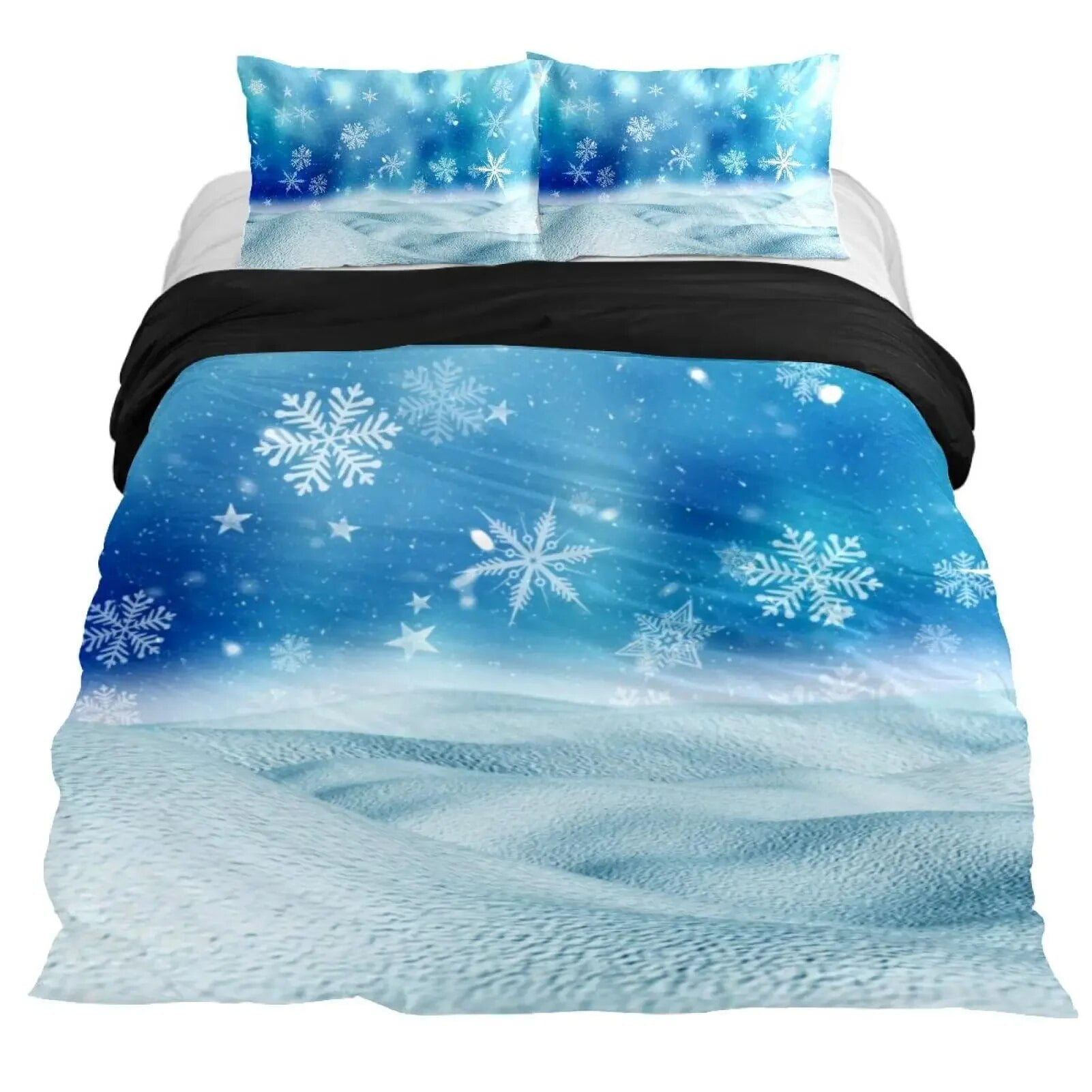 Snowflake Duvet Cover Set Winter Theme Christmas Illustration Cold