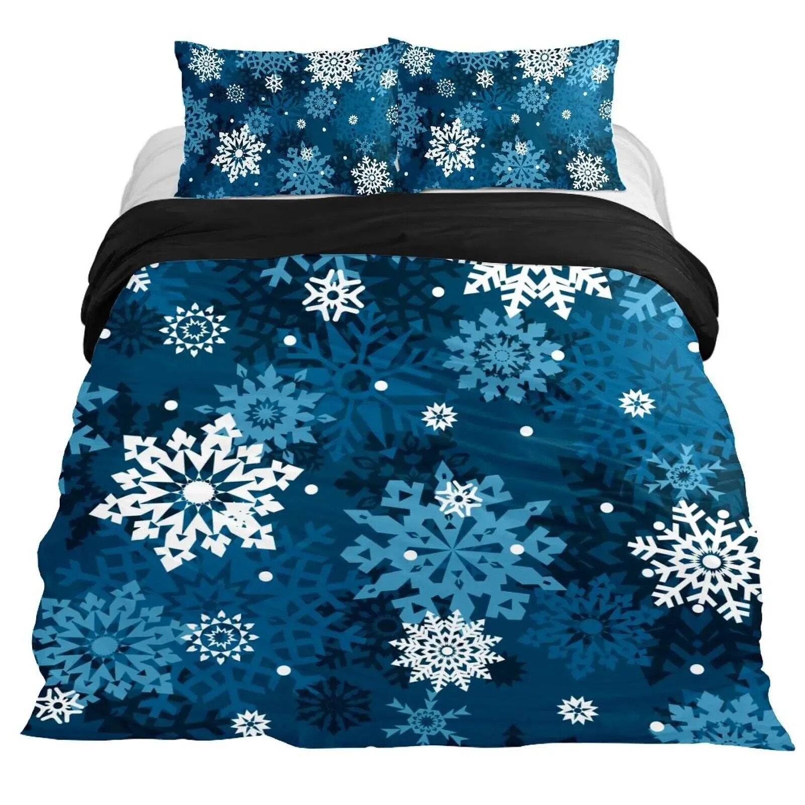 Snowflake Duvet Cover Set Winter Theme Christmas Illustration Cold