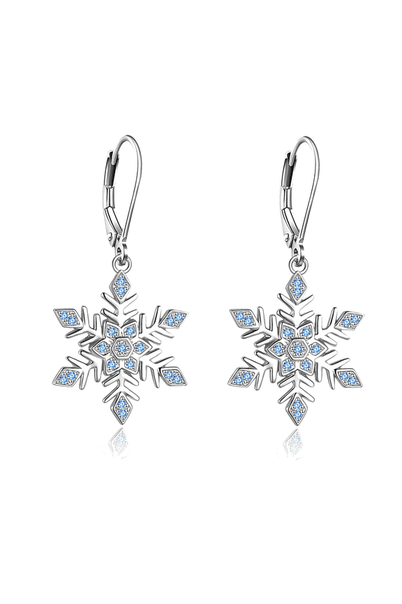 Snowflake Earrings Sterling Silver Snowflake Dangle Drop Earring for Women Christmas Jewelry Gifts