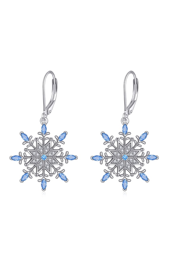 Snowflake Earrings Sterling Silver Snowflake Dangle Earrings Christmas Jewelry Gifts for Women