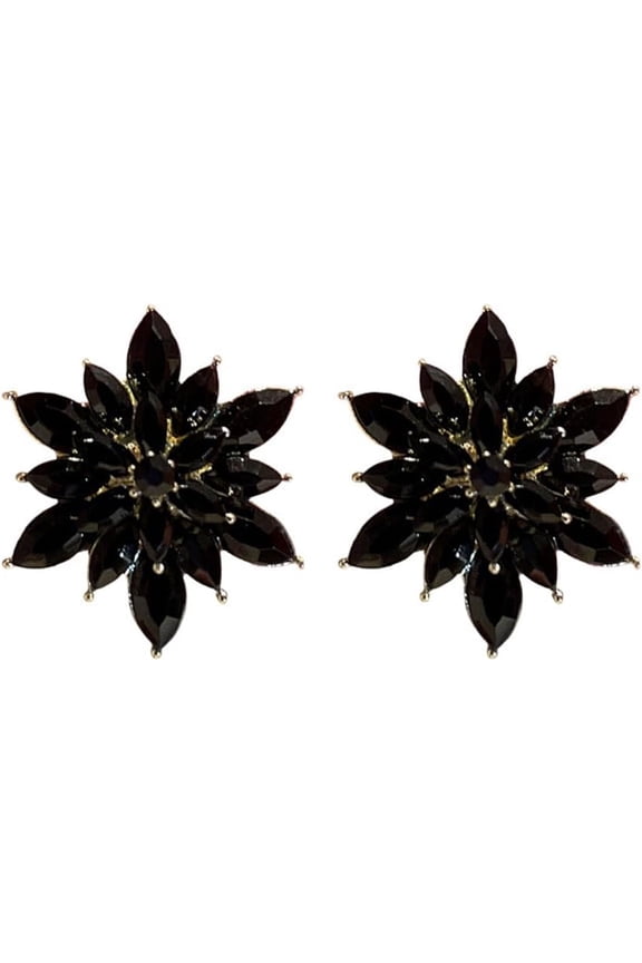 Snowflake Earrings for Women Cubic Zirconia Flower Stud Earrings Vintage Floral Cluster Earrings Hypoallergenic Winter Statement Stud Earrings Christmas Jewelry Gifts