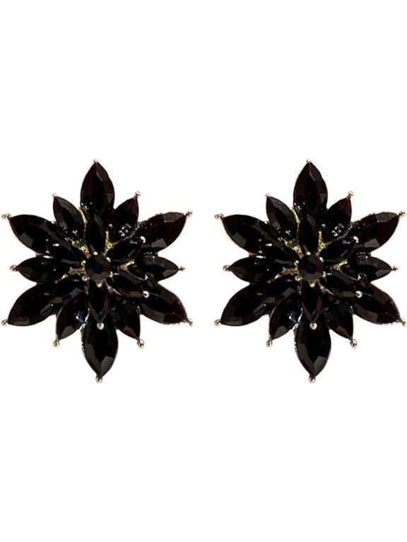 Snowflake Earrings for Women Cubic Zirconia Flower Stud Earrings Vintage Floral Cluster Earrings Hypoallergenic Winter Statement Stud Earrings Christmas Jewelry Gifts