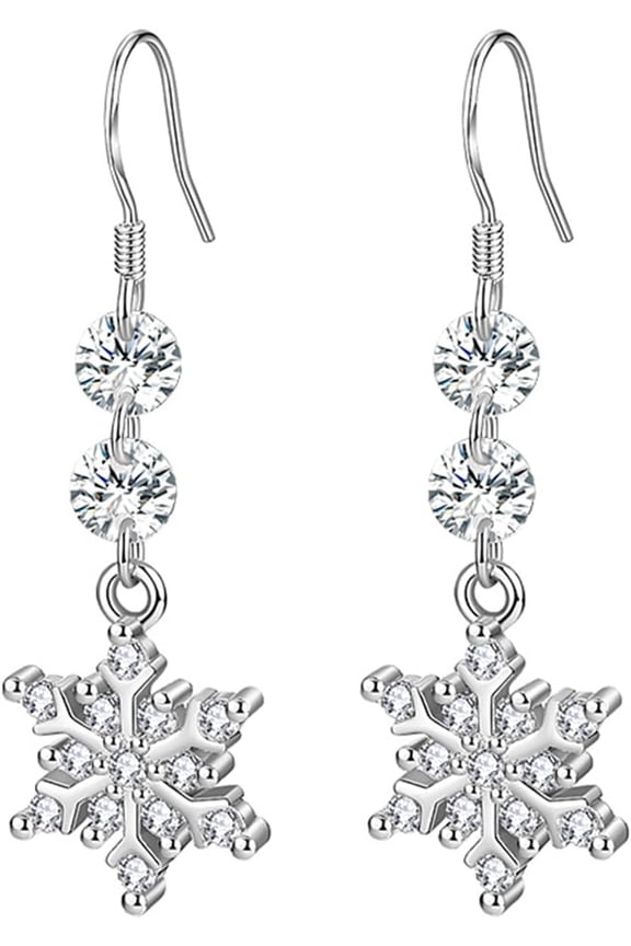 Snowflake Earrings for Women Snowflake Pearl Dangle Drop Earrings Cubic Zirconia Flower Earrings Winter Earrings Christmas Earrings Xmas Festival Birthday Party Exquisite Jewelry