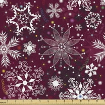 Ambesonne Snowflake Fabric by the Yard Upholstery, Starry Christmas Ornament, 1 Yard, Multicolor