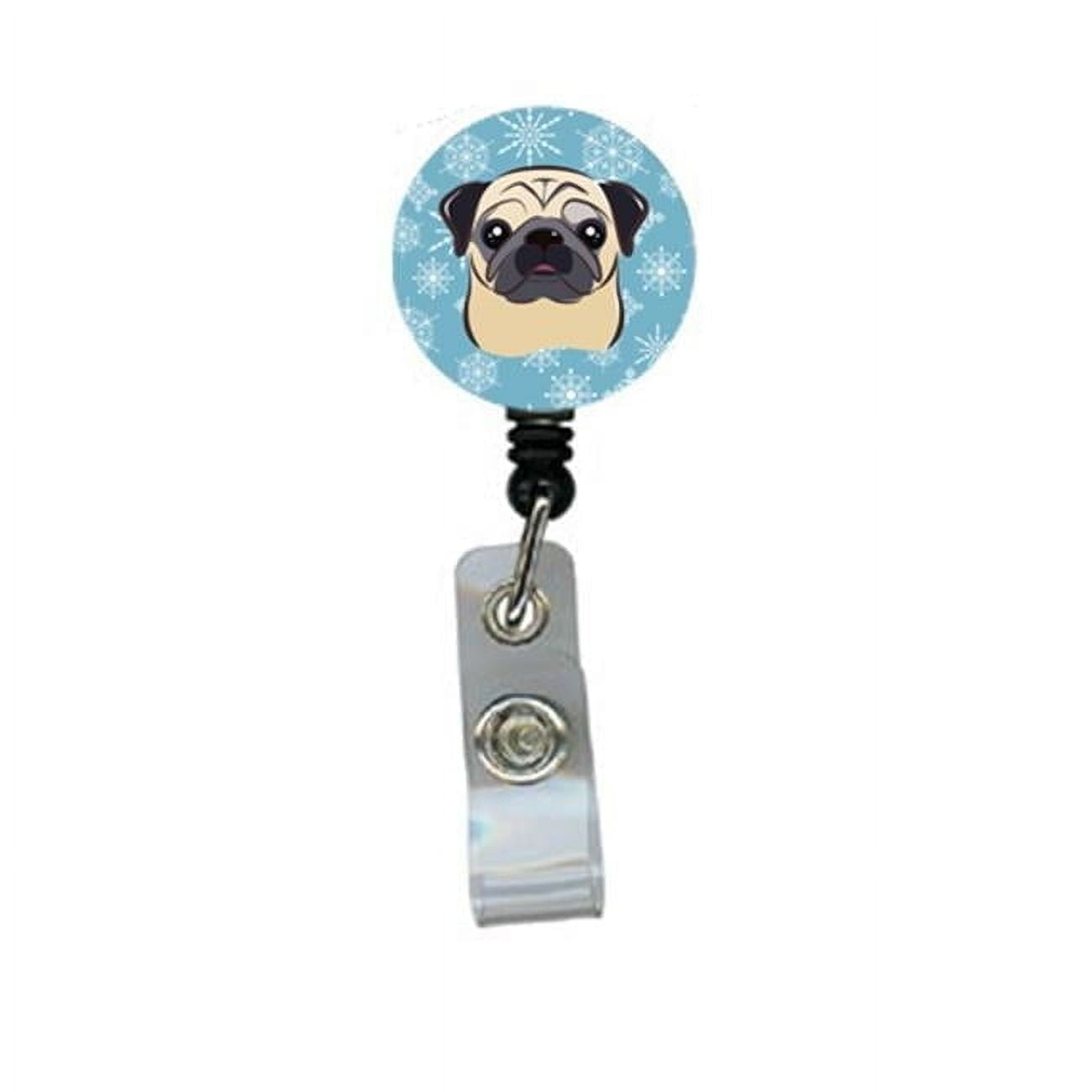 Snowflake Fawn Pug Retractable Badge Reel