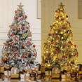 thumbnail image 1 of Snowflake Flocked Christmas Trees with Base, Artificial Christmas Tree with 16.4ft String Light and Ornaments, DIY Xmas Tree for Home Indoor Holiday Decorations, 1 of 7