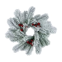 Snowflake Flocked Christmas Wreaths with Red Berries - Xmas Artificial Wreaths for Front Door, Perfect Christmas Decoration for Home & Mantle (1PCS)