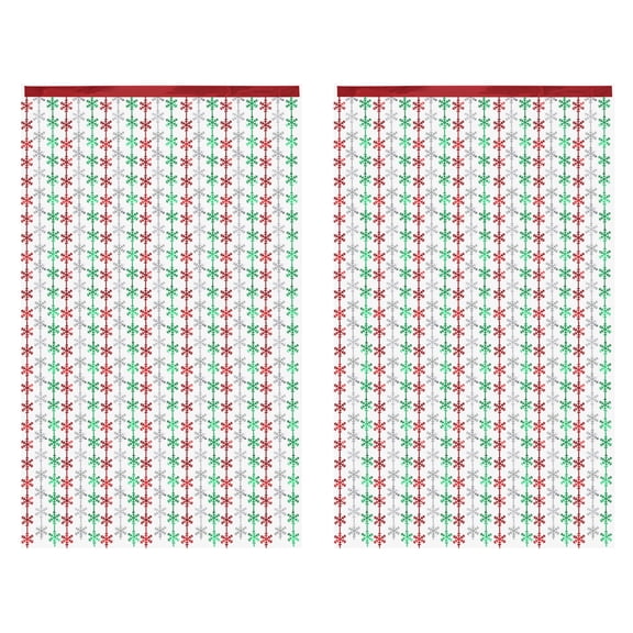 Snowflake Foil Fringe Curtains - 2 pcs 1x2m Sparkle Metallic Curtains Party Decor Photo Booth Decor