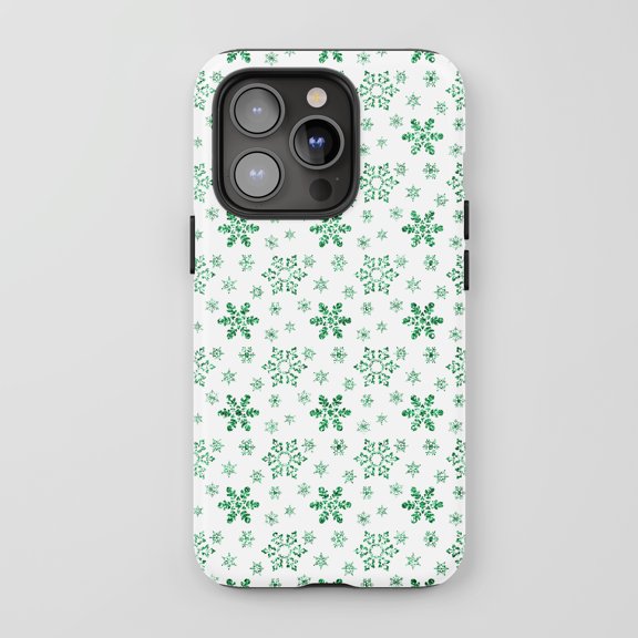 Snowflake For All iPhone Series Tough Phone Case Winter Green