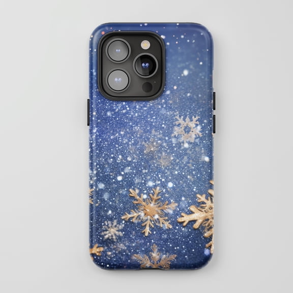 Snowflake For All iPhone Series Tough Phone Case Winter Sparkle Blue