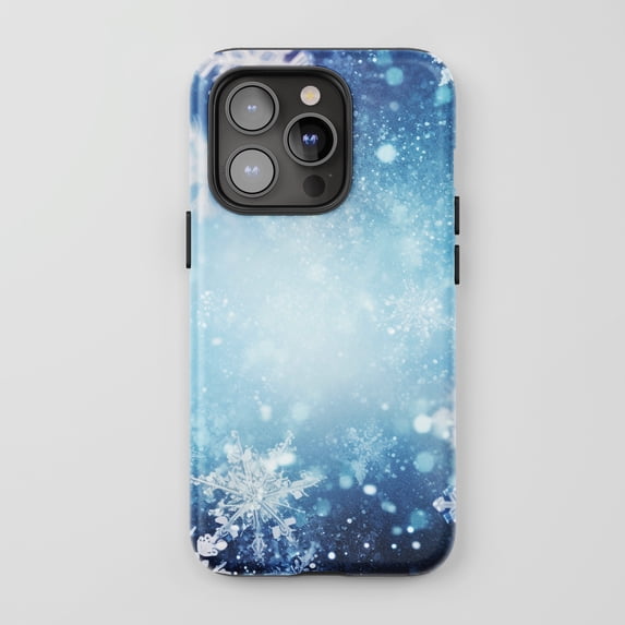 Snowflake For All iPhone Series Tough Phone Case Winter Theme Blue