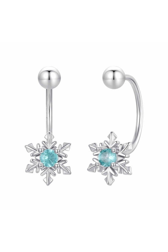 Snowflake Front-Back Stud Earrings 925 Sterling Silver Minimalist Elegant Everyday Wear